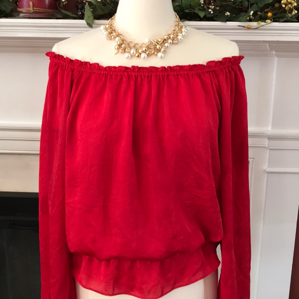 Michael Kors Red Peasant Style Blouse Sz. Med